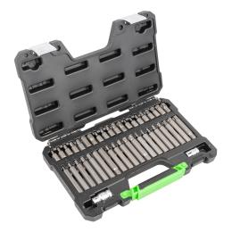 CASE WITH 42 PIECES FOR HEX, 12-POINT, TORX, AND RIBE (TAMPER-PROOF)