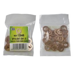 30 INJECTOR COPPER RING BAG - Ø15.0X7.5X1.5 - IVECO, FORD, BMW, MAN (REF.53464)