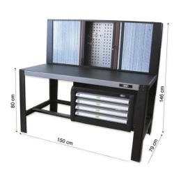 WORK TABLE WITH 4 LOWER DRAWERS WITH FOLDING VENETIAN BLIND