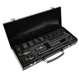 19 PIECE 1/2” IMPACT SOCKETS WITH 14 12-POINTS SOCKETS + ADAPTER SET